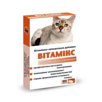 Витамикс Пивные Дрожжи с Чесноком для котов, 100 табл.,арт.,(23284) 4820098823284 фото
