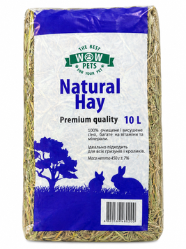 Сіно Wow Pets Natural Hay Преміум якість для кроликів і гризунів, очищене та висушене, 10 л, 450 г, арт.,(80170) 000023103 фото