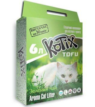 Наповнювач для котячого туалету Kotix TOFU Green Tea Соєвий грудкуючий 2.55 кг(6 л), арт.,(440039) 440053 фото