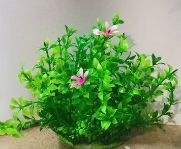 Искусственное растение для аквариума "Aquatic Plants" 13см.,зеленое с розовым цветочком,арт.,(CC-011B) CC-011B фото