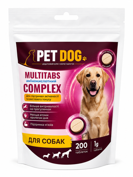 Кормова добавка PET DOG MULTITABS амінокислотний комплекс для підтримки активності та життєвого тонусу собак , 200 таб, арт.,(29361) 000023581 фото