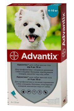 Advantix капли от блох и клещей для собак 4-10 кг(4 пипетки), арт.,(037279) 037279(47230) фото