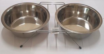 Миски для собак на підставці 2шт*25см.(2,6л),арт.,(DDWF2B-CP-3Qt) DDWF2B-CP-3Qt(301) фото