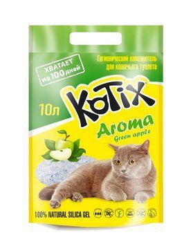 Наповнювач для котячого туалету Kotix Green Apple Силікагелевий поглинаючий 10 л, арт.,(Ящ2675) 661304 фото