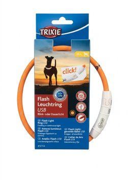 Ошейник Trixie для собак с подсветкой, заряжаемой через USB, оранжевого цвета, размер M&ndash;L, длина 45 см, толщина 7 мм, арт.,(12704) 000019626 фото