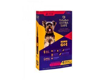 Капли для животных"Palladium Extra Safe" для собак весом до 4 кг 4/0.5 мл.,1пип. (4 в уп.),арт.,(5669) 205669.. фото