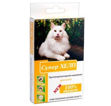 Ошейник NEW Супер ХЕЛП 35 см для котов(ассорти 12шт.,в уп.,разные цвета),арт.,(21594)  4820098821594 фото