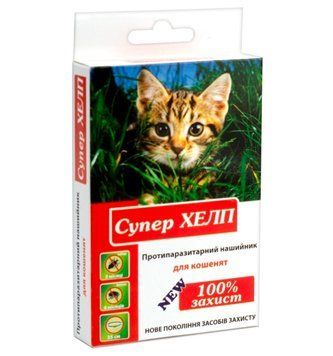 Ошейник NEW Супер ХЕЛП 35 см для котят(ассорти 12шт.,в уп.,разные цвета),арт.,(21870)  21870 фото